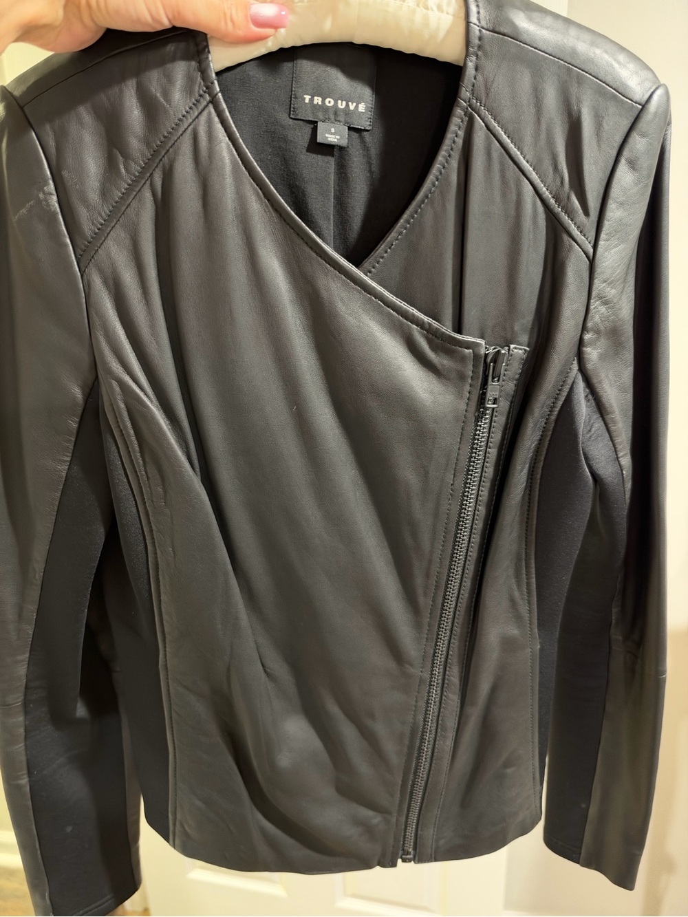 Trouvé Black Asymmetrical Zip Leather Jacket